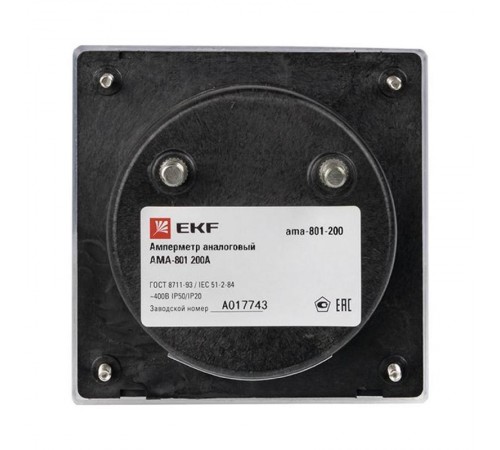 Амперметр AM-A801 аналоговый на панель 80х80 (круглый вырез) 200А трансформаторное подключение EKF PROxima  ama-801-200  EKF