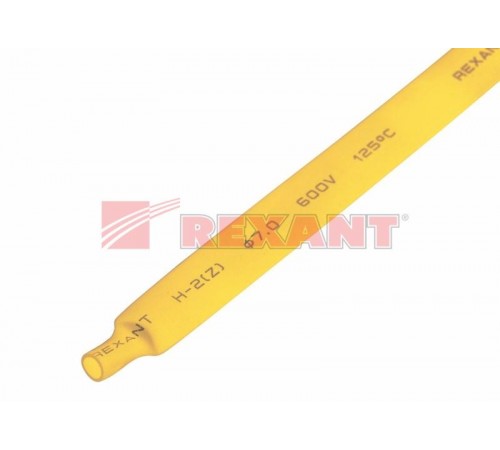 Термоусадочная трубка 7,0/3,5 мм, желтая, упаковка 50 шт. по 1 м  20-7002  REXANT