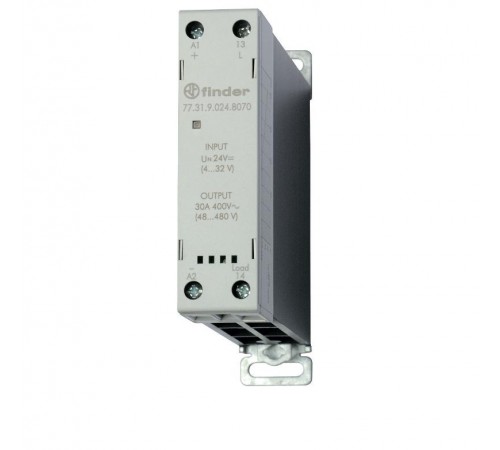 Модульное твердотельное реле; выход 30А (60...440В АС); питание 24В DC; Функция "Включ.при пересечении нуля"; ширина 22.5мм  773190248070  Finder