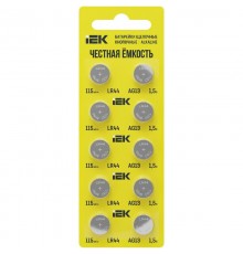 Батарейка щелоч. кнопочная LR44/AG13 (10шт/отр. блистер)  ABT-LR44-OP-D10  IEK