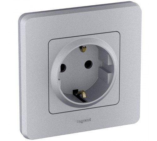 Inspiria Алюминий Розетка с заземлением С/У 16А без рамки  673722  Legrand