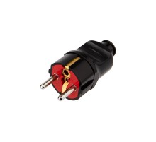 Вилка Евро прямая с з/к 16А усиленная черная  11-8949  REXANT