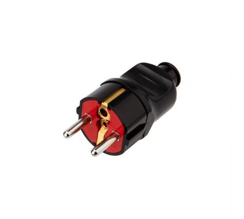 Вилка Евро прямая с з/к 16А усиленная черная  11-8949  REXANT