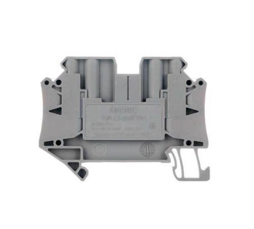 Клемма проходная, винтовой зажим, 4 точки подключения, 2.5 кв.мм, серая  TUR-2.5-QUATTRO  DKC