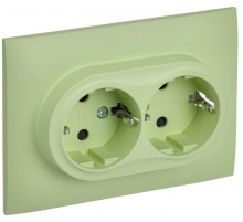 SKANDY Розетка 2-местная с з/к/ш 16А в сб. SK-R07M мятный  SK-R24-16-K06-F  IEK