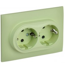 SKANDY Розетка 2-местная с з/к/ш 16А в сб. SK-R07M мятный  SK-R24-16-K06-F  IEK