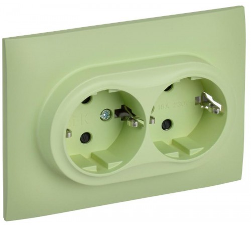 SKANDY Розетка 2-местная с з/к/ш 16А в сб. SK-R07M мятный  SK-R24-16-K06-F  IEK