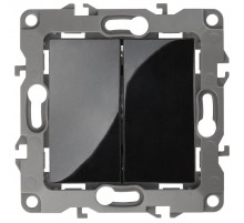 Переключатель ЭРА Серия 12 12-1112-06 перекрёстный двойной, 10АХ-250В, чёрный   Б0065303  ЭРА