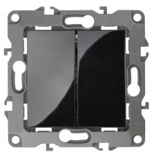 Переключатель ЭРА Серия 12 12-1112-06 перекрёстный двойной, 10АХ-250В, чёрный   Б0065303  ЭРА