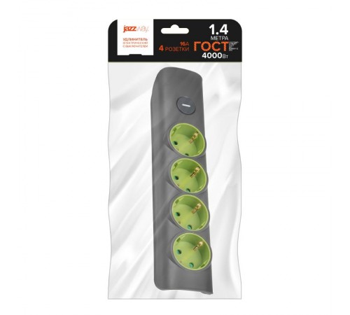Удлинитель ET-04-140G (4 x 1,4) заземл., выкл.  .5051850  Jazzway