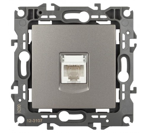 Розетка ЭРА Серия 12 12-3107-16 информационная RJ45, титан   Б0065716  ЭРА