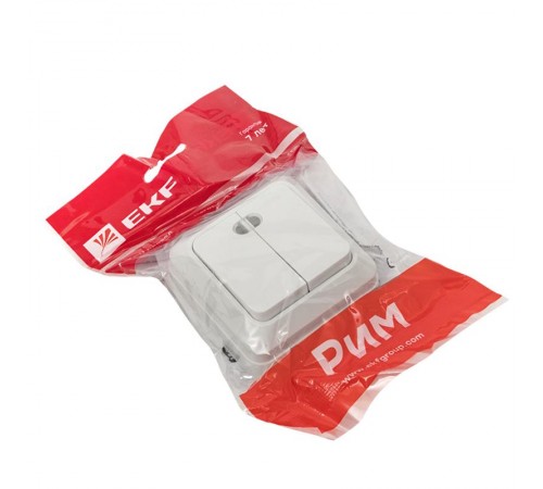 Рим Выключатель 2-клавишный с индикатором 10А белый EKF  ENV10-123-10  EKF