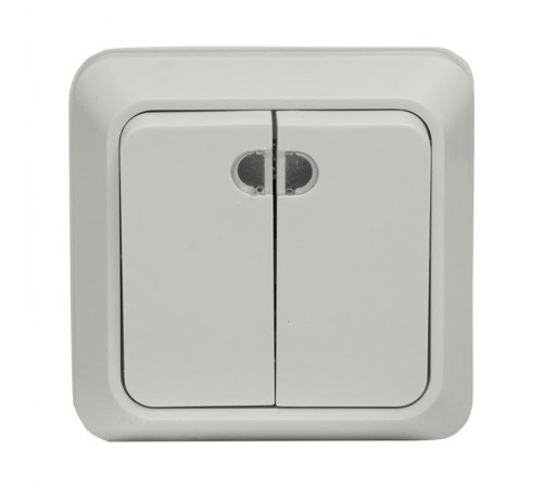 Рим Выключатель 2-клавишный с индикатором 10А белый EKF  ENV10-123-10  EKF