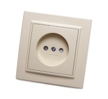 PST10-9009-02 Розетка 1-местная б/з, 250В, 10А с защитной шторкой, серия Эрна, слоновая кость  39235  STEKKER