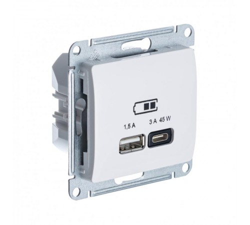 Glossa Бежевыйый USB Розетка A + тип-C 45W высокоскор.заряд. QC PD  GSL000229  SE