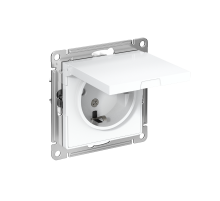 AtlasDesign Белый Розетка с заземлением со шторками с крышкой, 16А, IP20, механизм  ATN000146  SE
