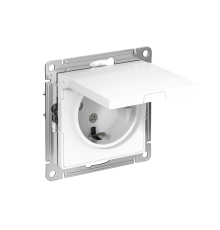 AtlasDesign Белый Розетка с заземлением со шторками с крышкой, 16А, IP20, механизм  ATN000146  SE