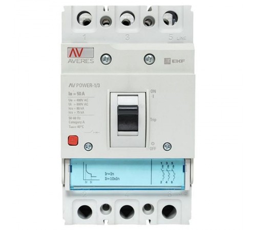Выключатель автоматический AV POWER-1/3  50А 80kA TR AVERES  mccb-13-50H-TR-av  EKF