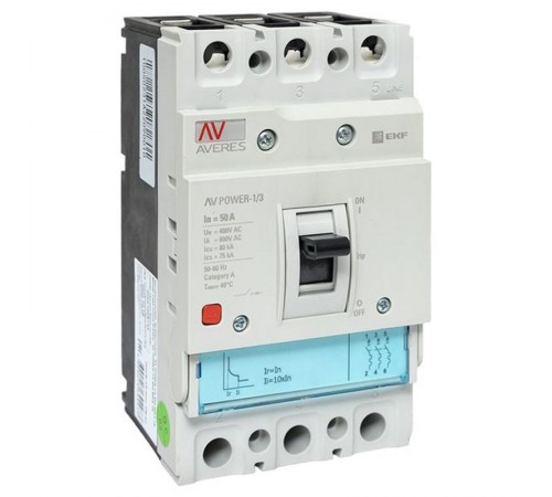 Выключатель автоматический AV POWER-1/3  50А 80kA TR AVERES  mccb-13-50H-TR-av  EKF