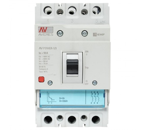 Выключатель автоматический AV POWER-1/3  50А 80kA TR AVERES  mccb-13-50H-TR-av  EKF