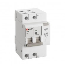 Дифференциальный автомат АД-2 6А/10мА (х-ка C, АС, электронный) 6кА EKF PROxima  DA2-6-06-10-pro  EKF