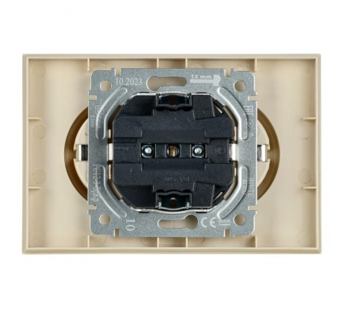 BRITE Розетка 2-ая с заземлением без шторок 16А в сборе РС12-3-БрКр бежевый  BR-R21-16-K10-F  IEK