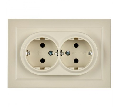 BRITE Розетка 2-ая с заземлением без шторок 16А в сборе РС12-3-БрКр бежевый  BR-R21-16-K10-F  IEK