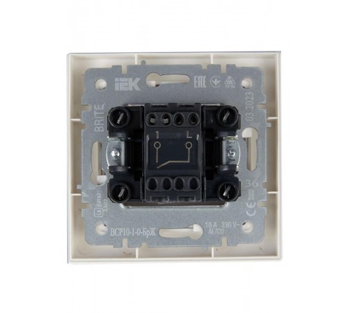 BRITE Выключатель 1-клавишный 10А в сборе ВСР10-1-0-БрЖ жемчуг  BR-V10-0-10-K36-F  IEK