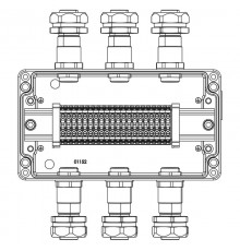 Взрывозащищенная клеммная коробка из алюминия TBE-A-14-(20xCBC.4)-3xKH2MHK(A)-3xKH2MHK(C)1Ex e IIC Т5 Gb / Ex tb IIIC T95°C Db IP66  1201.141.22.11G 