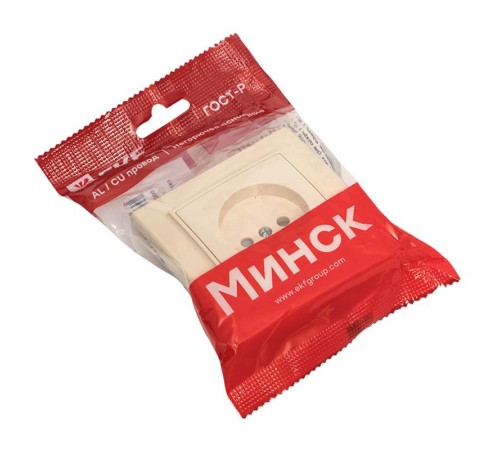 Розетка 1-мест. СП б/з 10 А с защ. штор. бежевый Минск EKFERR10-022-200EKF