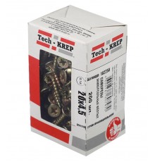 Саморезы универсальные 20х4,5 мм (200 шт) желтые - коробка с окном ( 0,305 кг)  102250  Tech-KREP