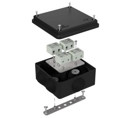 Коробка огнестойкая для о/п 40-0300-FR6.0-8 Е15-Е120 RAL9005 100х100х50 (14 шт/кор) черная  40-0300-9005-FR6.0-8  Промрукав