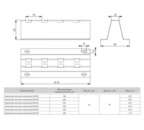 Кронштейн настенно-напольный 100 EKF   knn100   EKF