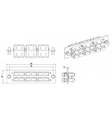 Панель FO-FPM-W120H32-6DSC-BL для FO-19BX с 6 SC (duplex) адаптерами, 12 волокон, одномод, 120x32 мм, адаптеры цвета синий (blue)  54246  Hyperline