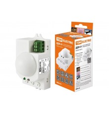 Датчик движения ДДМ-01 5,8ГГц 1200Вт, 10-720с, 1-8м, 3+Лк, 120(сбоку)+360(сверху)гр IP20,  SQ0324-0015  TDM