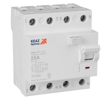 Выключатель дифференциального токаOptiDin DM63-4225-A-4,5-УХЛ4 (4P, 25, 30mA)  343915  КЭАЗ