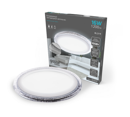 Светильник светодиодный Bubbles BL319 Кругл. 12+4W LED 4000K 1200лм193х31ммO160 1/20  BL319 Gauss