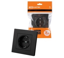 Розетка 2П+З 16А 250В с защ. шт. черная "Сенеж"  SQ1816-0273  TDM