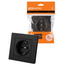 Розетка 2П+З 16А 250В с защ. шт. черная "Сенеж"  SQ1816-0273  TDM