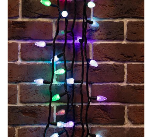 Гирлянда "Мультишишки" 10 м, черный Каучук, 80 диодов, цвет RGB  303-509-3  NEON-NIGHT