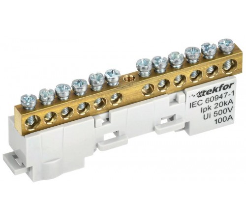 TEKFOR Шина L "фаза" неизолированная на универсальном держателе 6х9-12-Ср  TF-NN10-12-DL-K03  IEK