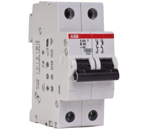 Выключатель автоматический двухполюсный S202M UC 6А C 10кА (S202M C6UC)  2CDS272061R0064  ABB
