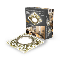 Светильник точечный встраиваемый Backlight BL063 Квадрат. Золотой узор/Золото, Gu5.3, LED 2700K  BL063  Gauss