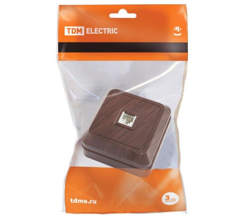 Розетка TФ (RJ-11) открытой установки IP20, бук "Ладога"   SQ1801-0041  TDM