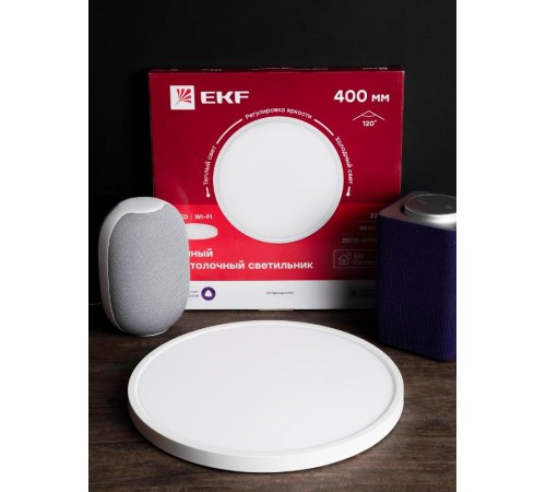 Умный потолочный светильник 400 мм 32W EKF Connect  sclwf-400-cct  EKF