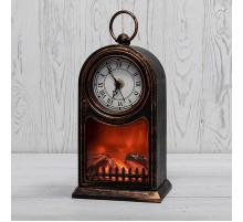 Светодиодный камин Старинные часы с эффектом живого огня 14,7x11,7x25 см, бронза, батарейки 2хС (не в комплекте) USB  511-021  NEON-NIGHT