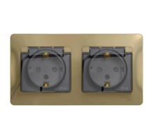 Glossa Титан Розетка 2-ая с з/к, со шторками (в сборе), IP44  GSL000447  SE