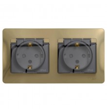 Glossa Титан Розетка 2-ая с з/к, со шторками (в сборе), IP44  GSL000447  SE