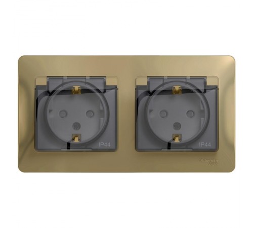 Glossa Титан Розетка 2-ая с з/к, со шторками (в сборе), IP44  GSL000447  SE