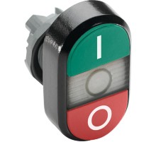 Кнопка двойная MPD2-11С (зеленая/красная) прозрачная линза с тек стом (I/O)  1SFA611131R1108  ABB